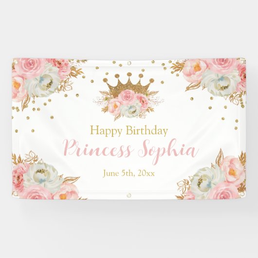 Royal Princess Floral pink banner backdrop (Horizontaal)