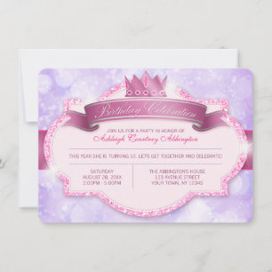 Royal Princess Glitter Paarse meisjes verjaardagsf Kaart