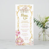 Royal Princess Pink Carriage Baby shower Menu (Staand voorkant)