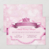 Royal Princess Pink Glitter Baby shower Invitation Kaart (Voorkant / Achterkant)