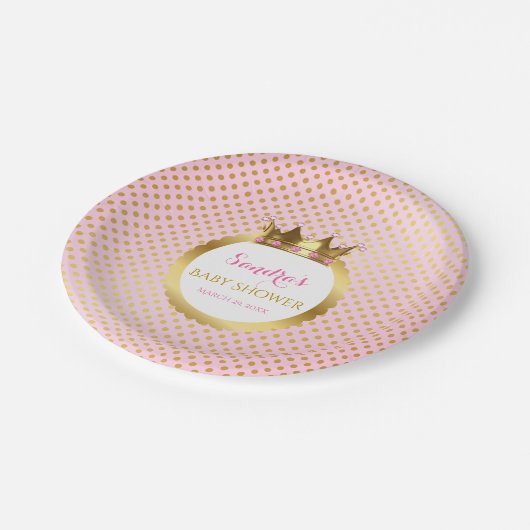 Royal Princess Pink Gold Jeweled Crown Papieren Bordje (Gekanteld)