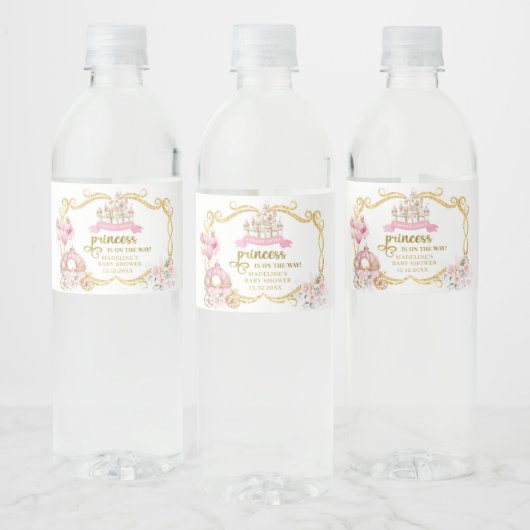 Royal Princess Pink Pumpkin Carriage Bottle Label Waterfles Etiket (Flessen)