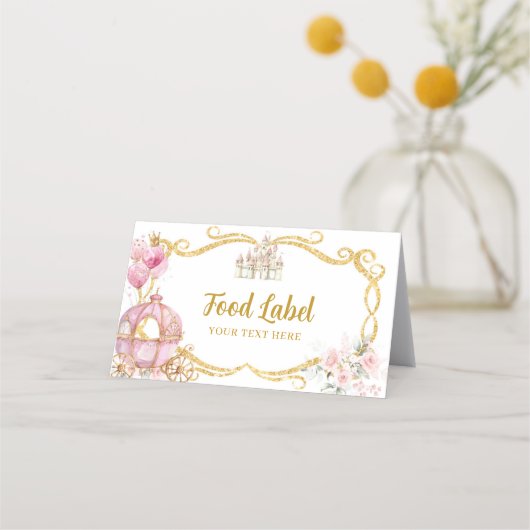 Royal Princess Pink Pumpkin Carriage Eetlabel Afsprakenkaart (Voorkant)