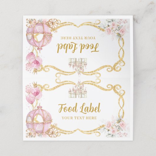 Royal Princess Pink Pumpkin Carriage Eetlabel Afsprakenkaart (Buitenkant ongevouwen)