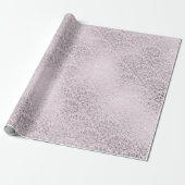 Royal Princess Pink Silver Damask Shiny Cadeaupapier (Uitgerold)