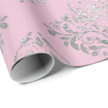 Royal Princess Pink Silver Damask Shiny Cadeaupapier<br><div class="desc">Minimalisme en elegante glam- en grafisch afval</div>