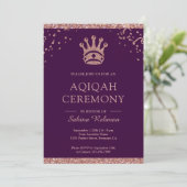 Royal Princess Roos Gouden Glitter Aqeeqah | Aqiqa Kaart (Staand voorkant)