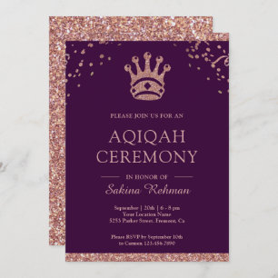 Royal Princess Roos Gouden Glitter Aqeeqah   Aqiqa Kaart
