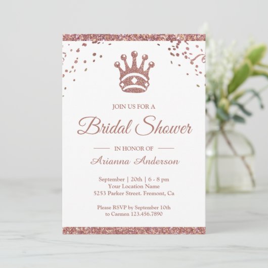 Royal Princess Roos Gouden Glitter Vrijgezellenfee Kaart (Staand voorkant)