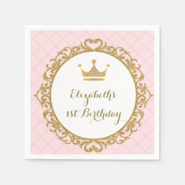 Royal Princess Roze Goud Verjaardagspapier Servet