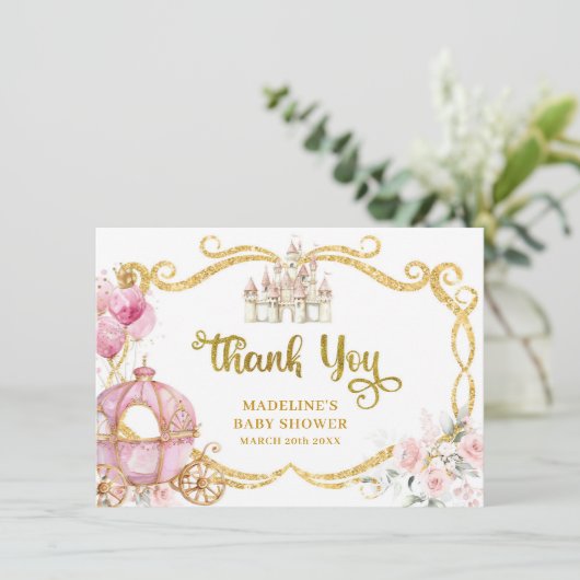 Royal Princess Roze Koets Dank je wel Informatiekaartje (Staand voorkant)