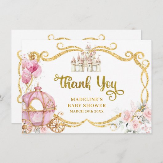 Royal Princess Roze Koets Dank je wel Informatiekaartje (Voorkant / Achterkant)