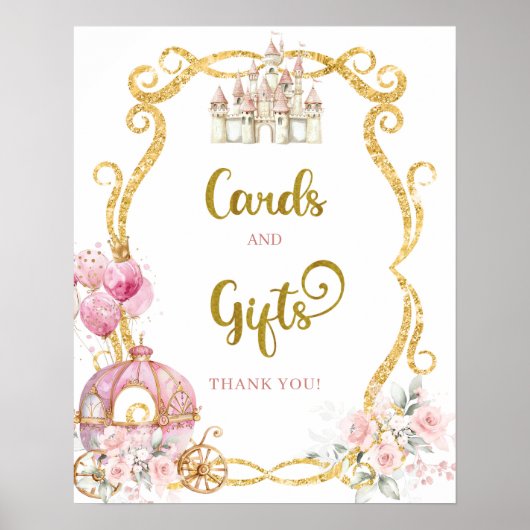 Royal Princess Roze Koets Kaart en Geschenken Post Poster (Voorkant)