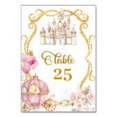 Royal Princess Roze Pompoen Carriage Table Number Kaart (Voorkant)