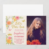 Royal Princess Tea Party Uitnodiging voor verjaard (Voorkant / Achterkant)