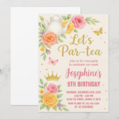 Royal Princess Tea Party Uitnodiging voor verjaard (Voorkant / Achterkant)