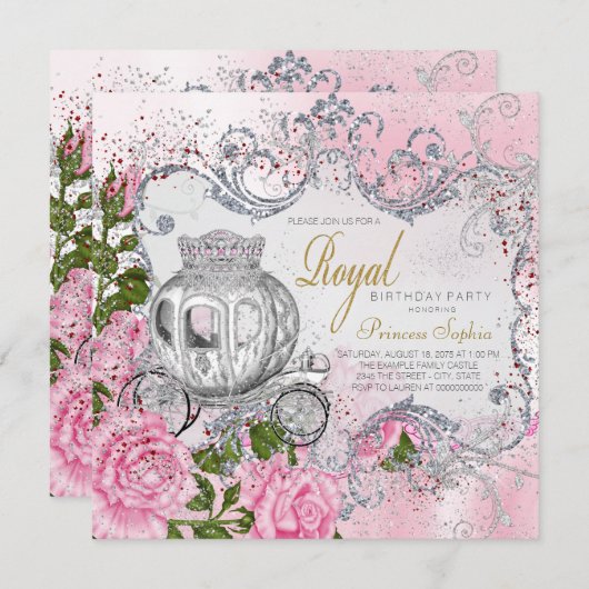 Royal Princess verjaardagsfeestje Kaart (Voorkant / Achterkant)