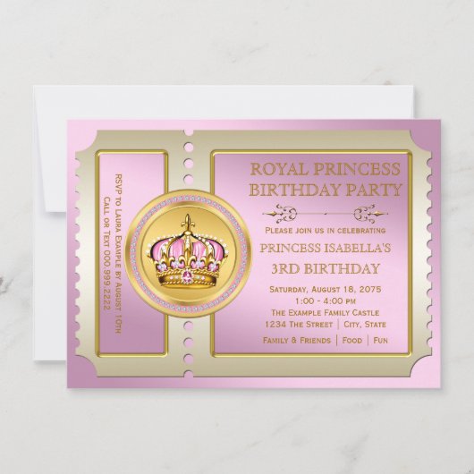 Royal Princess verjaardagsfeestje Kaart (Voorkant)