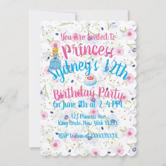 Royal Princess verjaardagsfeestje uitnodigen Kaart (Voorkant)