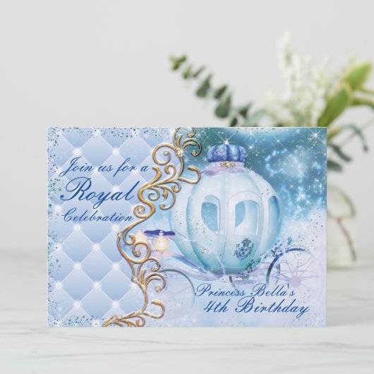 Royal Princess verjaardagsfeestje uitnodigingen (Staand voorkant)