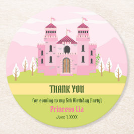 Royal Princess verjaardagsfeestje voor meisjes Ronde Kartonnen Onderzetter