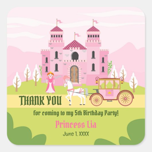 Royal Princess verjaardagsfeestje voor meisjes Vierkante Sticker (Voorkant)