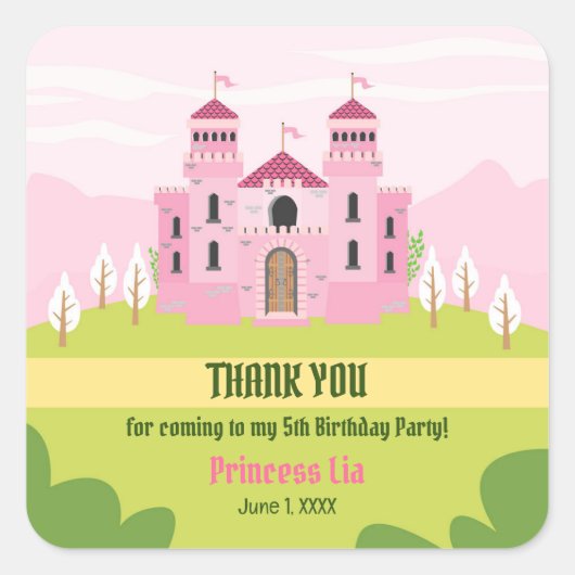 Royal Princess verjaardagsfeestje voor meisjes Vierkante Sticker (Voorkant)