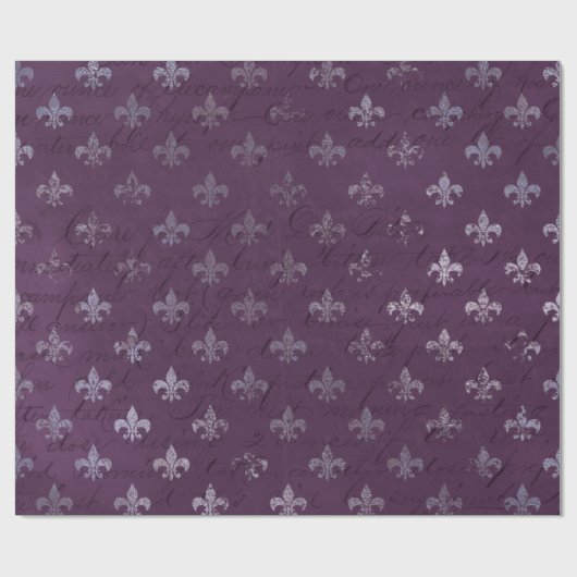 Royal Princess Violet Script Paars Fleur-de-lis Cadeaupapier (Vlak)