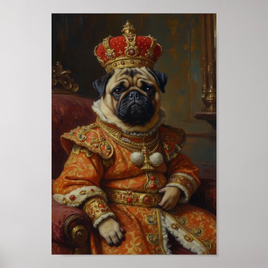 Royal Pug Portrait Poster (Voorkant)