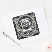 "Royal Pug Portrait" Vierkante Sticker (Envelop)