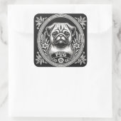 "Royal Pug Portrait" Vierkante Sticker (Tas)