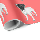 Royal Pug Wrapping Papier in Koraal (Rol Hoek)