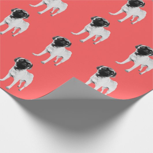 Royal Pug Wrapping Papier in Koraal (Hoek)