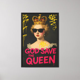 Royal Punk Graffiti Queen Canvas Kunstdruk Afdruk