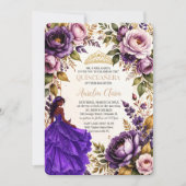 Royal Purple Blush Floral Princess Quinceanera 16 Kaart (Voorkant)