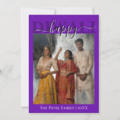 Royal Purple Calligraphy Photo Happy Diwali  Feestdagenkaart (Voorkant)