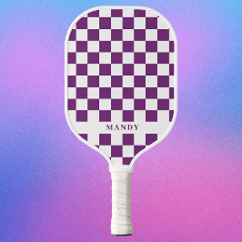 Royal Purple Checkerboard Custom Name Pickleball Paddle