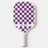 Royal Purple Checkerboard Custom Name Pickleball Paddle (Achterkant)