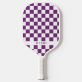 Royal Purple Checkerboard Custom Name Pickleball Paddle (Voorkant)