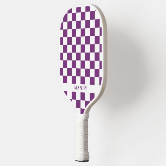 Royal Purple Checkerboard Custom Name Pickleball Paddle (Links)