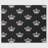 Royal Purple Crown Pattern on Bold Black Back Cadeaupapier (Vlak)
