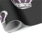 Royal Purple Crown Pattern on Bold Black Back Cadeaupapier (Rol Hoek)