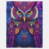 Royal Purple Owl: Majestic Mystical Art Fleece Deken (Voorkant)