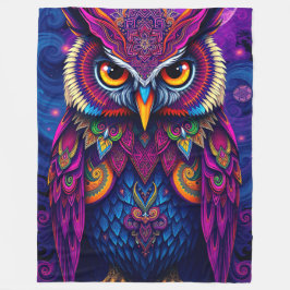 Royal Purple Owl: Majestic Mystical Art Fleece Deken
