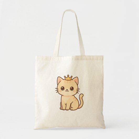 Royal Purrfection - Schattigee anime kat in een kr Tote Bag (Voorkant)