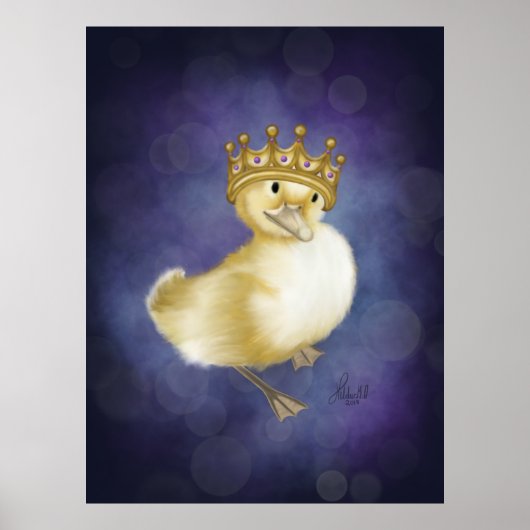 Royal Quackery: Gele eendje met gouden kroon Poster (Voorkant)