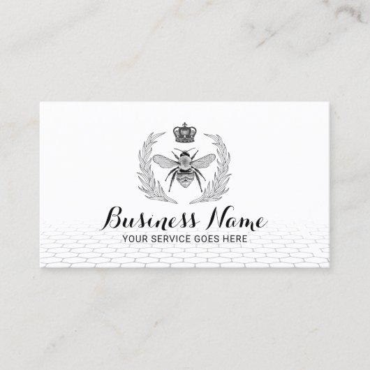 Royal Queen Bee & Vintage Laurel Wreath Logo  Visitekaartje (Voorkant)