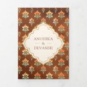 Royal Queen Gold Chariot Indiase bruiloft Drieluik Uitnodiging (Cover)