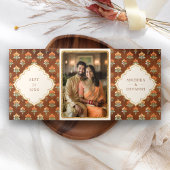 Royal Queen Gold Chariot Indiase bruiloft Drieluik Uitnodiging