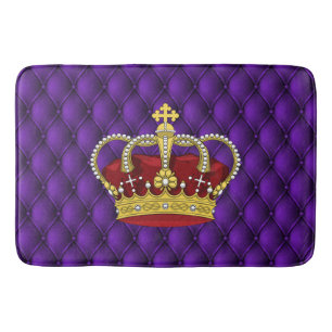 Royal Queen's Crown & Faux Paarse Pintucks Badmat